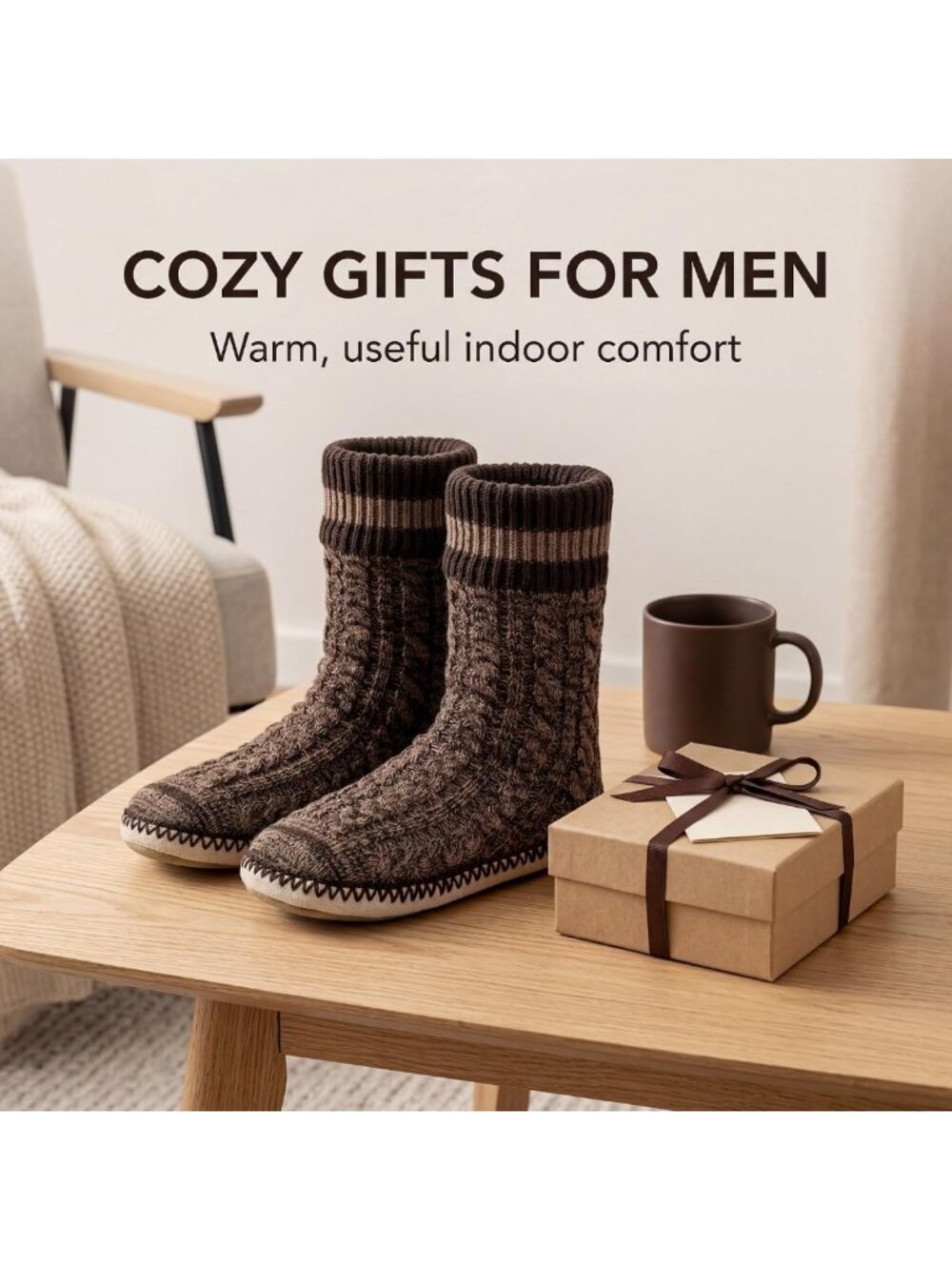 Cozy Men's Fleece-Lined Slippers | Soft Sole, Non-Slip, Warm Sock Shoes - Picture 7 of 9